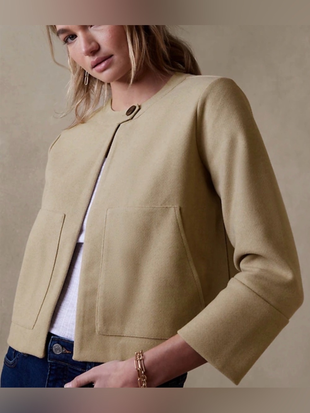 Banana Republic Factory Boxy Melton Utility Jacket - Like New Large - Picture 2 of 8